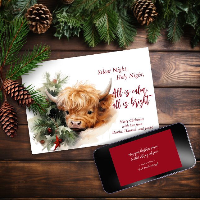 Sleepy Highland Cow Merry Christmas Card (Creator Uploaded)