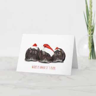 Sleepy Hippos, Christmas Holiday Greetings Card. Thank You Card