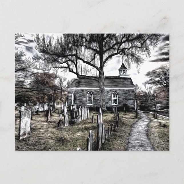 Sleepy Hollow Church Art Postcard (Front)