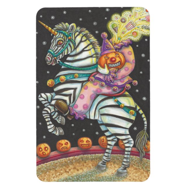 SLEEPY HOLLOW CIRCUS CLOWN, UNICORN ZEBRA MAGNET (Vertical)
