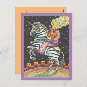 SLEEPY HOLLOW CIRCUS CLOWN, ZEBRA Halloween Holiday Postcard