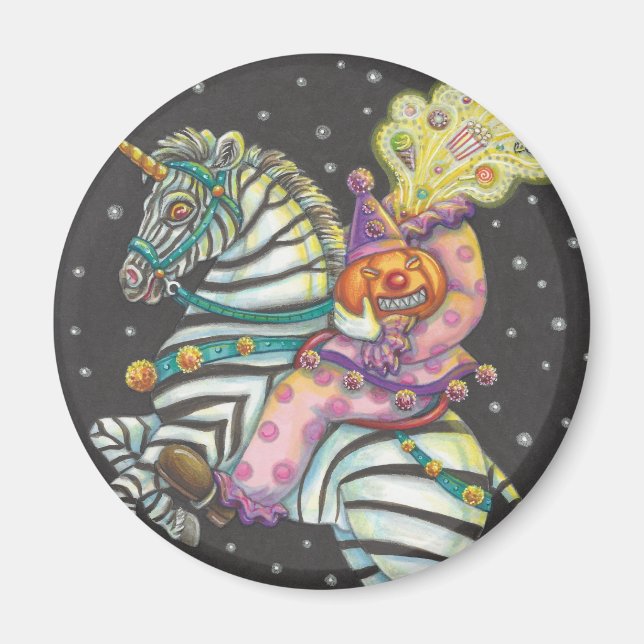 SLEEPY HOLLOW CIRCUS CLOWN, ZEBRA UNICORN MAGNET (Front)