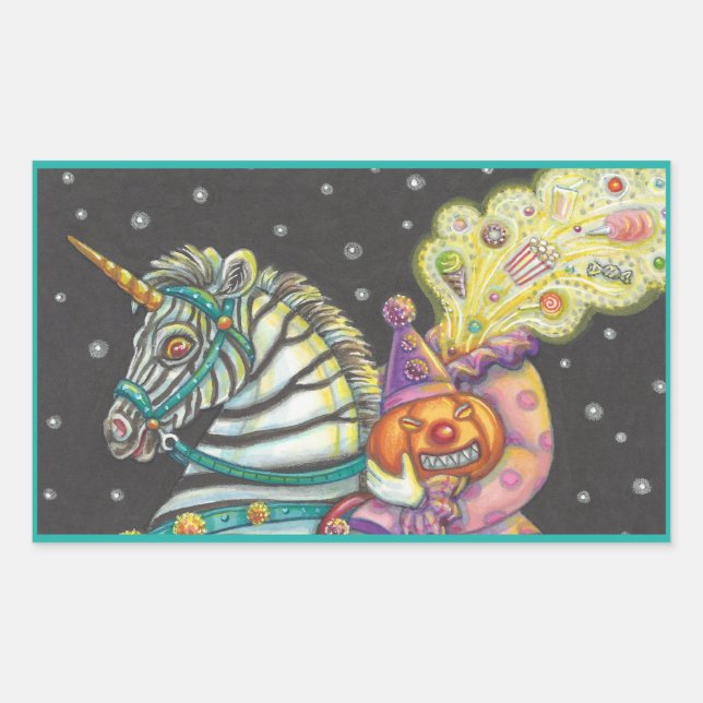 SLEEPY HOLLOW CIRCUS CLOWN, ZEBRA UNICORN STICKERS (Front)
