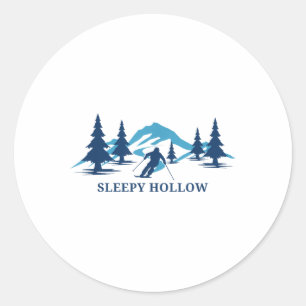 Sleepy Hollow Iowa Ski Resort Skiing Skier _1  Classic Round Sticker