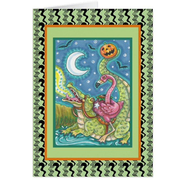 SLEEPY HOLLOW PINK FLAMINGO & CROCODILE CARD Verse (Front)