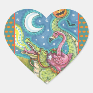 SLEEPY HOLLOW PINK FLAMINGO STICKERS SHEET Heart