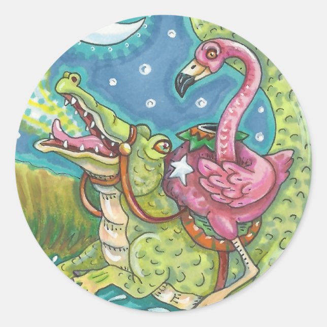 SLEEPY HOLLOW PINK FLAMINGO STICKERS SHEET Round (Front)