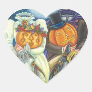 SLEEPY HOLLOW WEDDING COUPLE, HALLOWEEN VOWS HEART STICKER