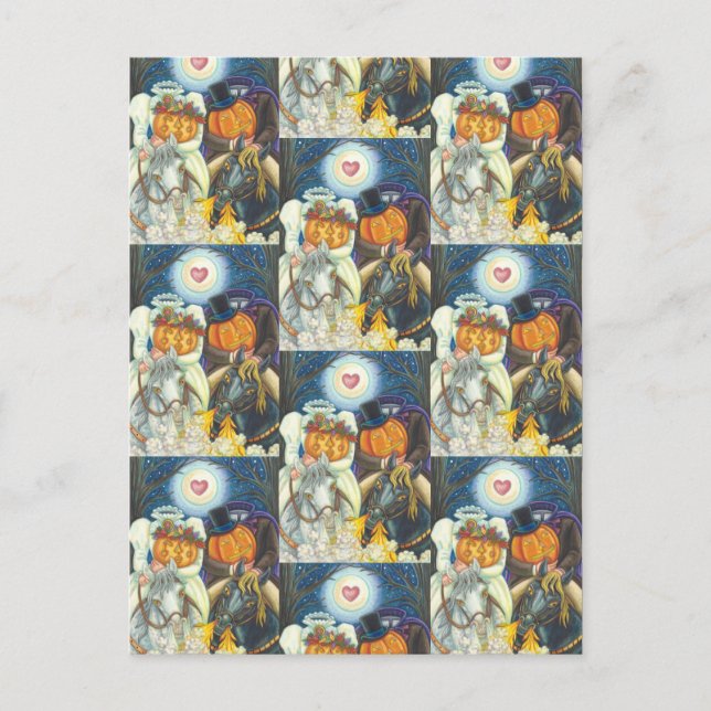 SLEEPY HOLLOW WEDDING, HEADLESS HORSEMAN HALLOWEEN POSTCARD (Front)