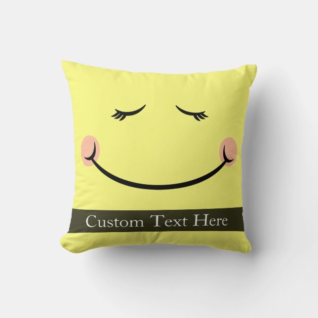 Sleepy Kawaii Happy Face Cushion (Front)