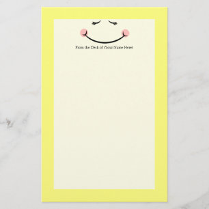 Sleepy Kawaii Happy Face Stationery