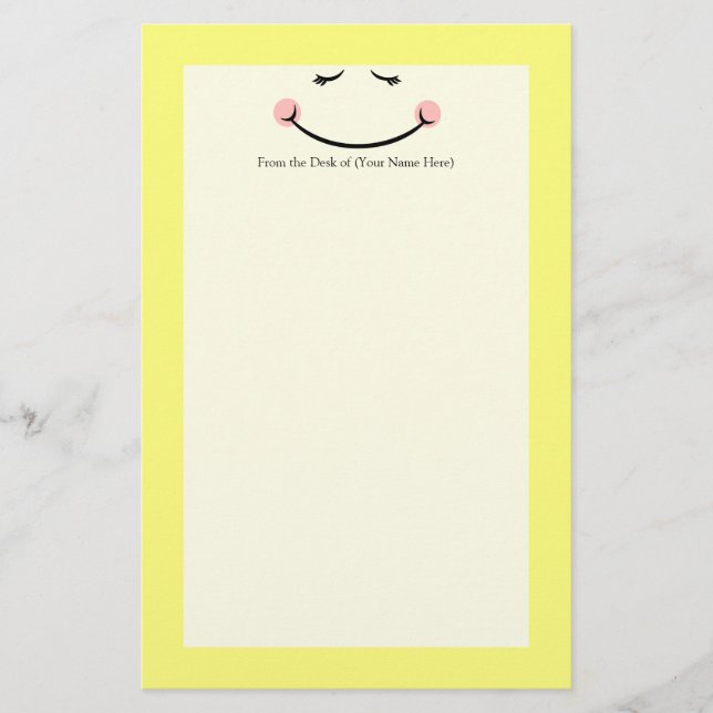 Sleepy Kawaii Happy Face Stationery (Front)