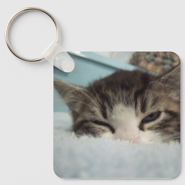 Sleepy Keeno Aluminium Square Keychain (Front)