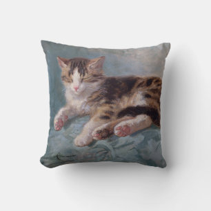 Sleepy Kitten by Henriette Ronner-Knip Cushion