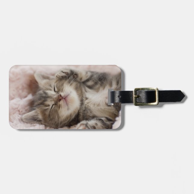 Sleepy Kitten Luggage Tag (Front Horizontal)