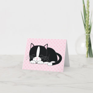 Sleepy Kitty {Tuxedo Cat} Folded Thank You Notes