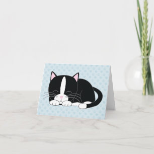 Sleepy Kitty {Tuxedo Cat} Folded Thank You Notes