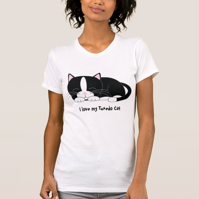 Sleepy Kitty {Tuxedo} T-Shirt (Front)