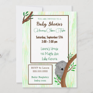 Sleepy Koala Themed Baby Shower Invitation