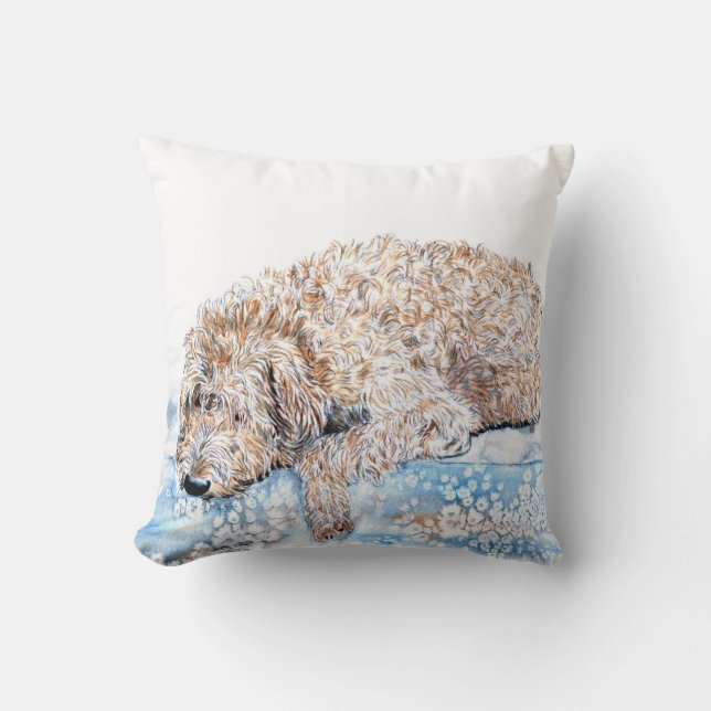 Sleepy Labradoodle Cushion (Front)