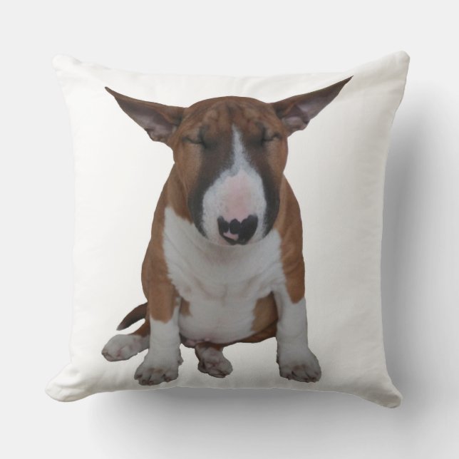 Sleepy Little Bull Terrier Throw Pillow (Front)