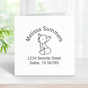 Sleepy Little Fox Arch Address Rubber Stamp