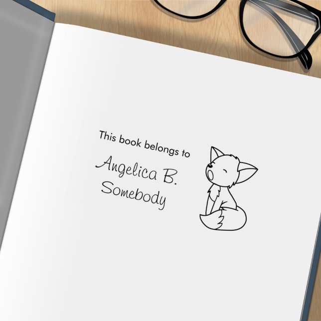 Sleepy Little Fox Bookplate Rubber Stamp (Creator Uploaded)