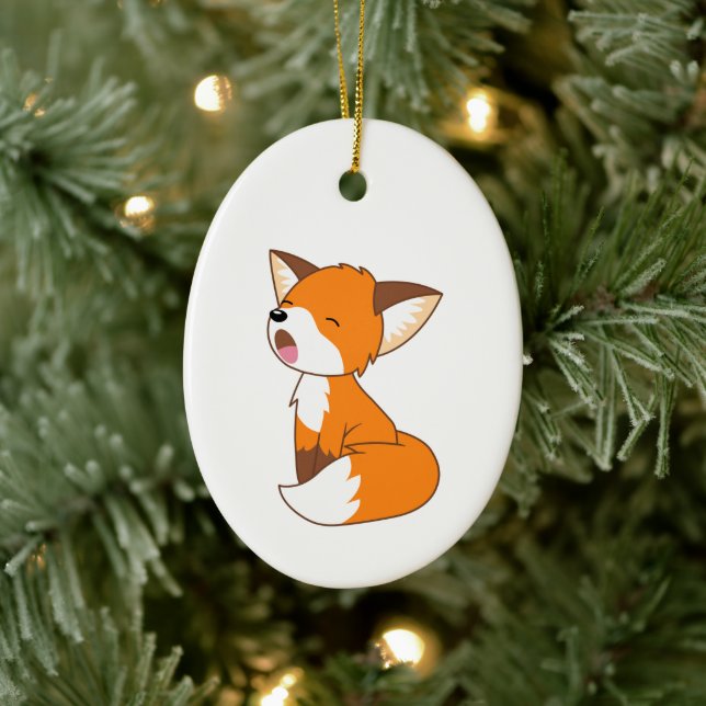 Sleepy Little Fox Ceramic Tree Decoration (Tree)