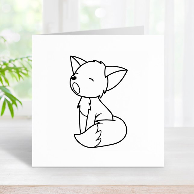 Sleepy Little Fox Colour Me Rubber Stamp (Creator Uploaded)