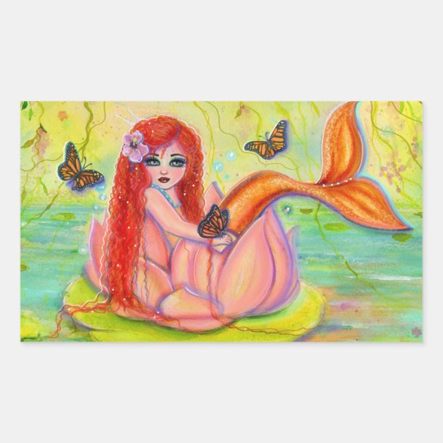 Sleepy little mermaid poster by Renee Lavoie Rectangular Sticker (Front)
