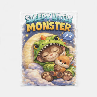 Sleepy Little Monster Baby Blanket Cute Dino
