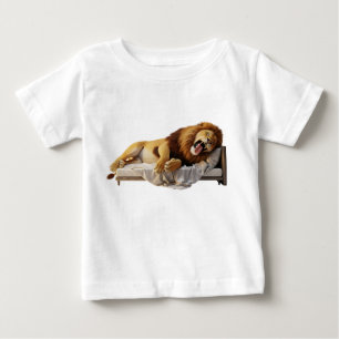 Sleepy Male Lion Yawning While Resting in Bed Isol Baby T-Shirt