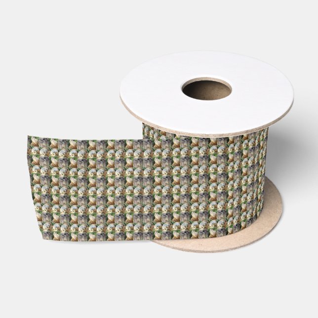 Sleepy Meerkat Pattern, Satin Ribbon (Spool)