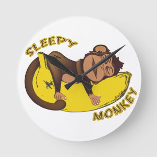Sleepy Monkey Round Clock