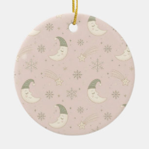 Sleepy Moon Blush Christmas Ornament