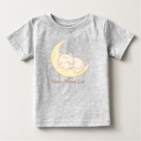 Sleepy Moon Cat Cute Baby T-Shirt