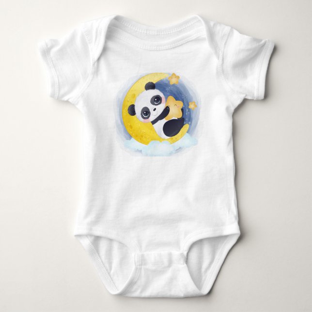 Sleepy Moon Panda Baby Bodysuit (Front)