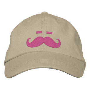 Sleepy Moustache PINK Embroidered Hat