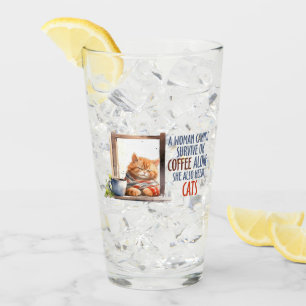 Sleepy Orange Cat with Coffee – Cosy Cat Glass