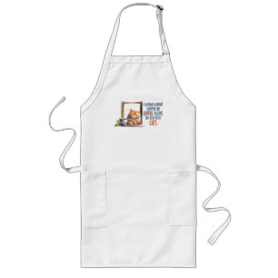 Sleepy Orange Cat with Coffee – Cosy Cat Long Apron