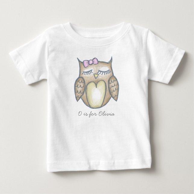 Sleepy Owl Baby Bodysuit - Customise Text (Front)