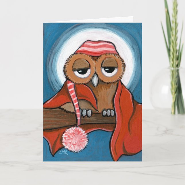 Sleepy Owl Greeting Card (Front)