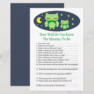 Sleepy owl How well do you know baby shower game