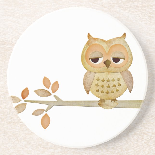 Sleepy Owl in Tree Coaster (Front)