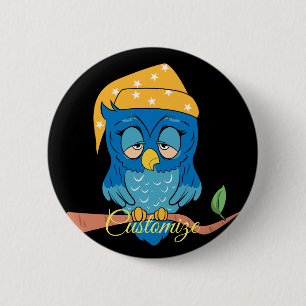 Sleepy Owl Thunder_Cove Classic 6 Cm Round Badge