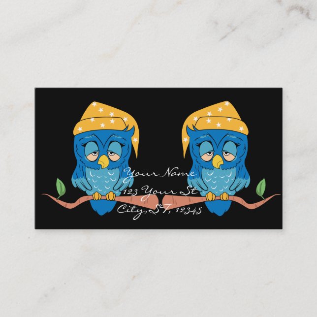 Sleepy Owl Thunder_Cove Classic Business Card (Front)