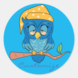 Sleepy Owl Thunder_Cove Classic Round Sticker