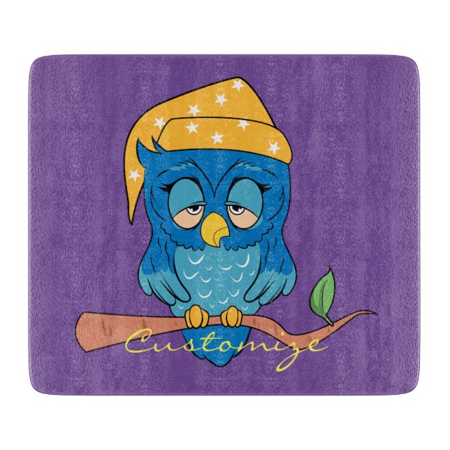 Sleepy Owl Thunder_Cove Cutting Board (Front)