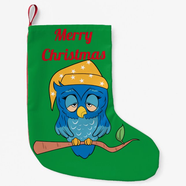 Sleepy Owl Thunder_Cove Small Christmas Stocking (Front)