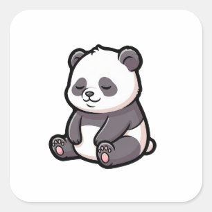 Sleepy Panda – Cute Kawaii Illustration Square Sticker